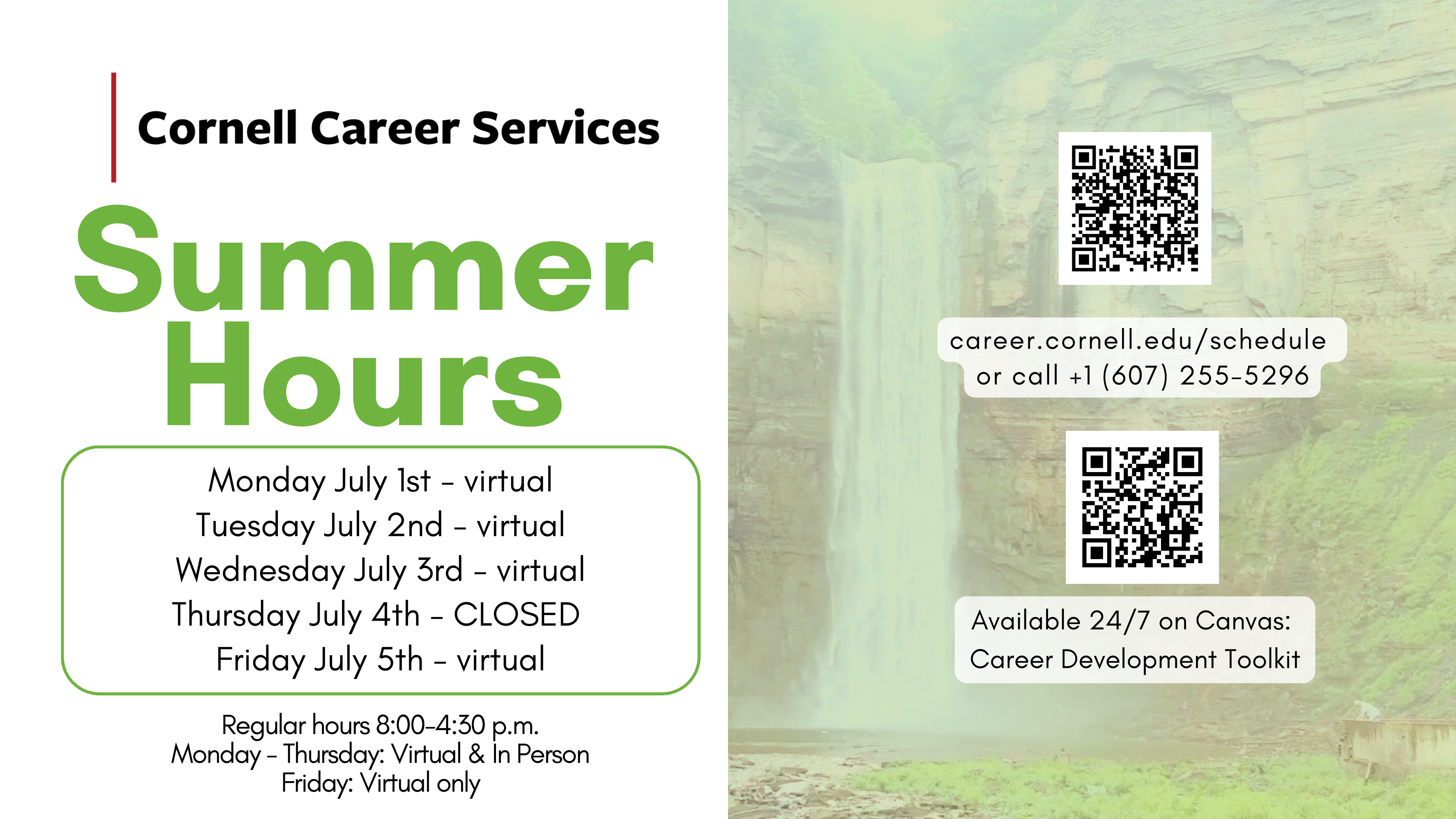 Cornell Career Services Completely Remote July 1 to July 5